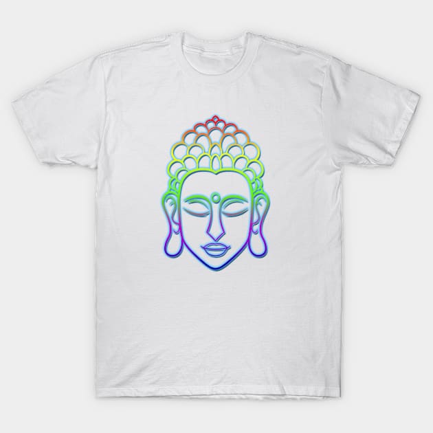 Buddha Face Multi Color T-Shirt by HigherSelfSource